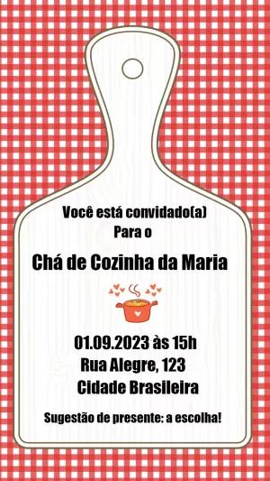Convite Chá de Cozinha Tábua de Cortar para Editar Online