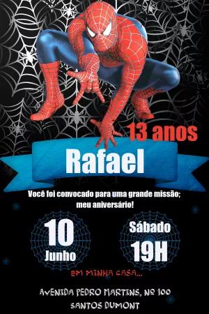 Convite de Aniversário Homem-Aranha para Editar Online