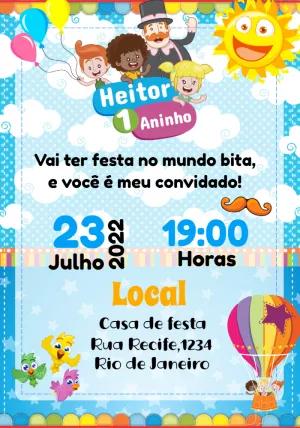 Convite de Aniversário Mundo Bita para Editar Online