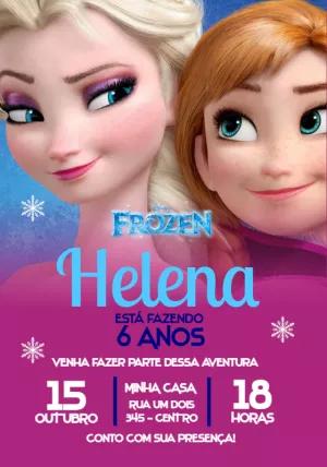Convite de Aniversário Frozen com Elsa e Anna para Editar