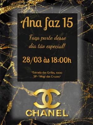 Convite de 15 Anos Tema Grife de Luxo para Editar Online
