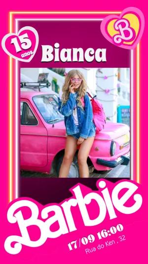 Convite de Aniversário Barbie com Foto para Editar Online