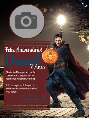 Convite de Aniversário Doutor Estranho com Foto para Editar