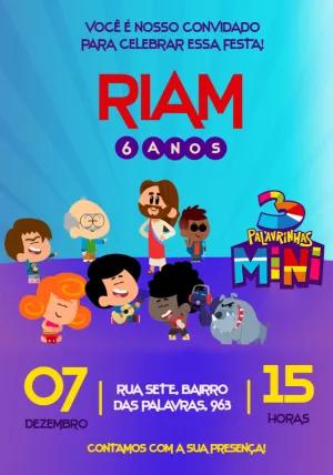 Convite de Aniversário 3 Palavrinhas Mini para Editar Online