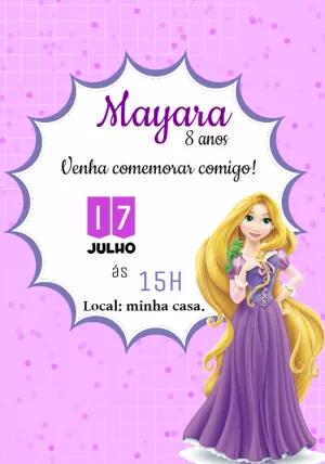 Convite de Aniversário Rapunzel Enrolados para Editar Online