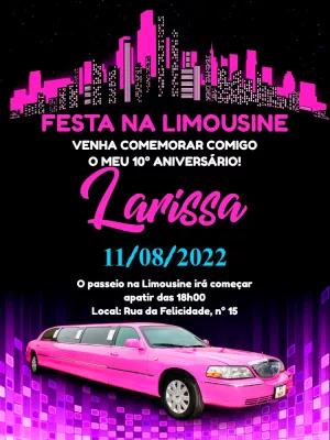 Convite de Aniversário Festa na Limousine para Editar Online