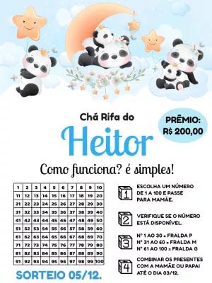 Chá Rifa Pandinha Fofo para Editar Online e Imprimir