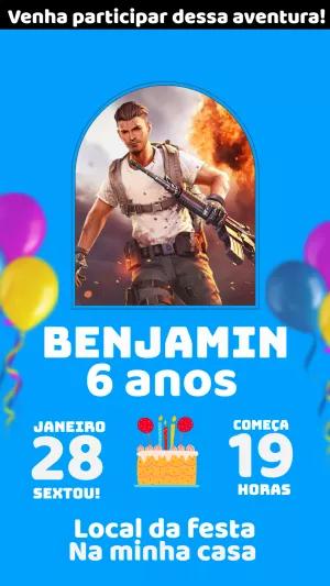 Convite de Aniversário Free Fire Editável Online