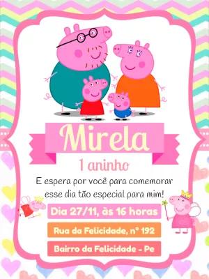 Convite Aniversário Peppa Pig para Editar e Imprimir