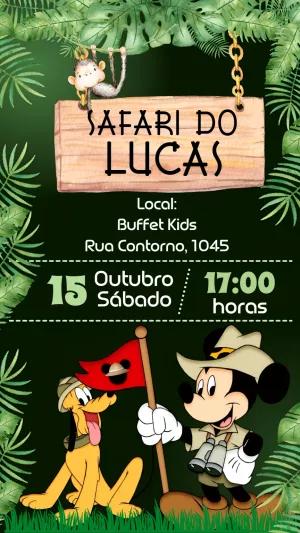 Convite Aniversário Safari do Mickey Mouse para Editar Online