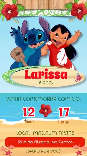 Convite Aniversário Lilo e Stitch para Editar Online