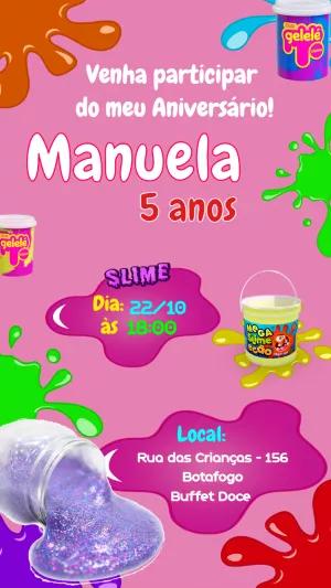 Convite Aniversário Oficina de Slime Colorido para Editar Online
