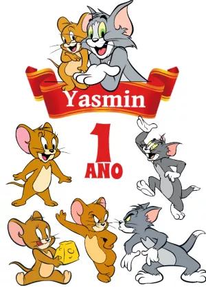 Topo de Bolo Tom e Jerry Aniversário para Editar Online