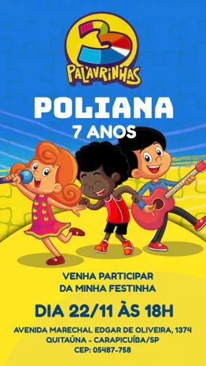 Convite de Aniversário 3 Palavrinhas para Editar Online