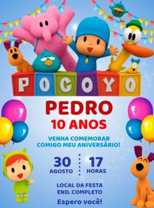 Convite de Aniversário Pocoyo para Editar Online