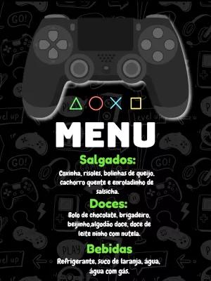 Cardápio de Aniversário Gamer com Controle para Editar Online