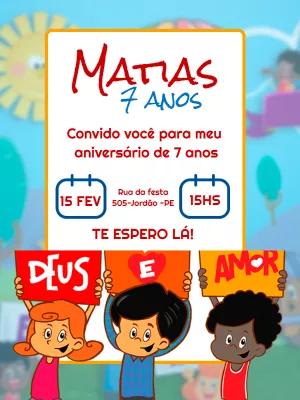 Convite Aniversário 3 Palavrinhas para Editar Online