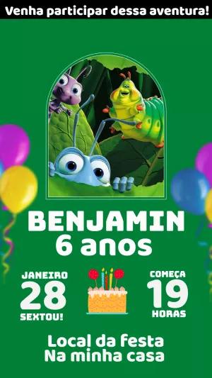 Convite Aniversário Vida de Inseto para Editar Online