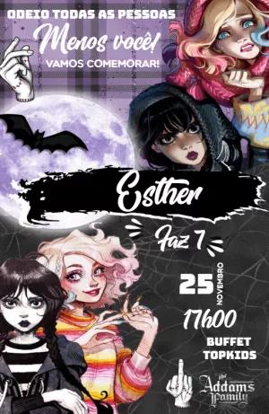 Convite Aniversário Wandinha Addams e Enid para Editar Online