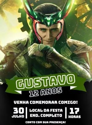 Convite de Aniversário Loki para Editar e Imprimir Online