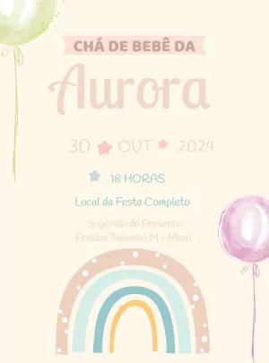 Convite Chá de Bebê Arco Íris Boho para Editar Online