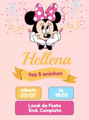 Convite de Aniversário Minnie Rosa para Editar Online