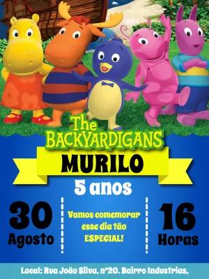 Convite de Aniversário Backyardigans com Personagens para Editar