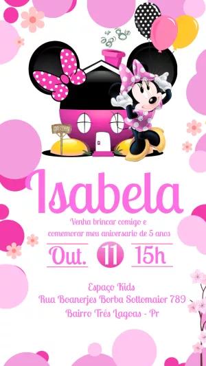 Convite Aniversário Minnie Rosa Jardim para Editar Online