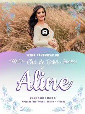 Convite de Chá de Bebê com Foto Delicado para Editar Online