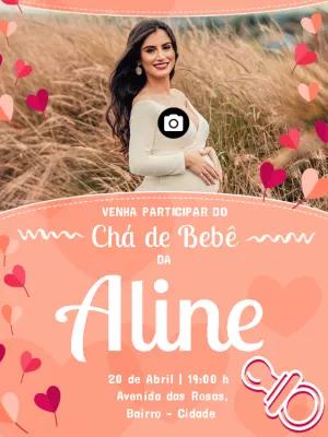 Convite de Chá de Bebê com Foto para Editar Online
