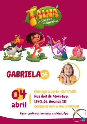 Convite de Aniversário Tainá com Foto para Editar Online