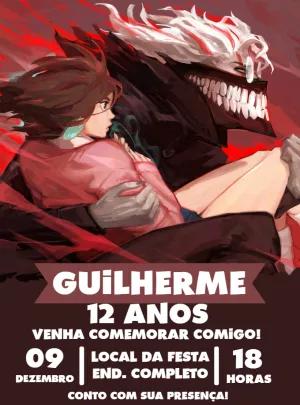 Convite de Aniversário Dandadan com Personagens para Editar Online