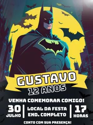 Convite de Aniversário Batman Editável para Imprimir