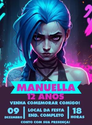 Convite de Aniversário Jinx Arcane para Editar Online