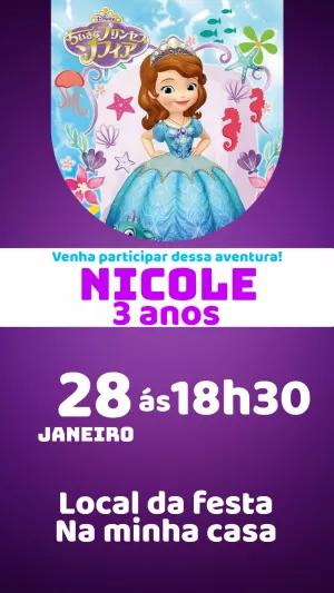 Convite Aniversário Princesinha Sofia Fundo do Mar para Editar