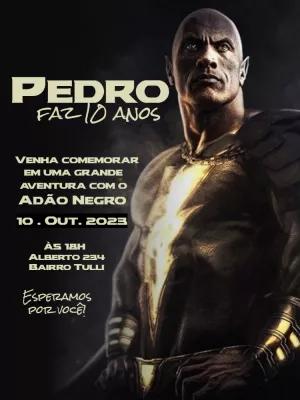 Convite de Aniversário Adão Negro para Editar Online