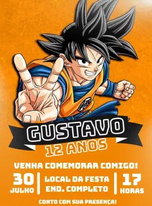 Convite Aniversário Goku Dragon Ball Z para Editar Online