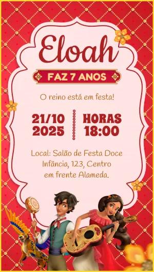 Convite de Aniversário Princesa Elena de Avalor para Editar