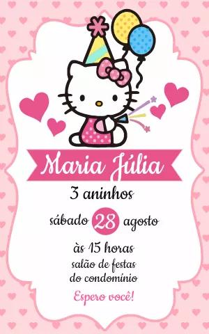 Convite de Aniversário Hello Kitty para Editar Online
