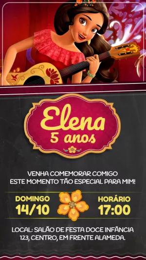 Convite de Aniversário Elena de Avalor para Editar Online