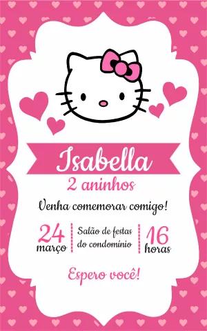 Convite de Aniversário Hello Kitty para Editar Online