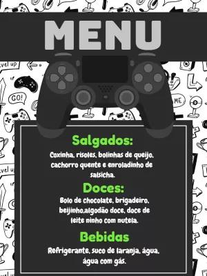 Menu de Aniversário Gamer para Editar Online