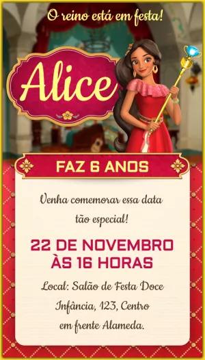 Convite Aniversário Princesa Elena de Avalor para Editar Online