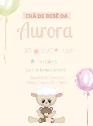 Convite Chá de Bebê Ovelhinha para Editar e Enviar Online