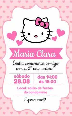 Convite de Aniversário Hello Kitty para Editar Online