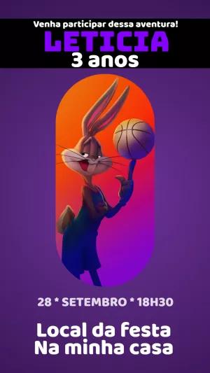 Convite Aniversário Pernalonga Space Jam para Editar Online