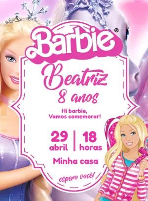 Convite de Aniversário Barbie Editável Online para Imprimir
