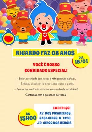 Convite Aniversário Plim Plim um Herói do Coração para Editar