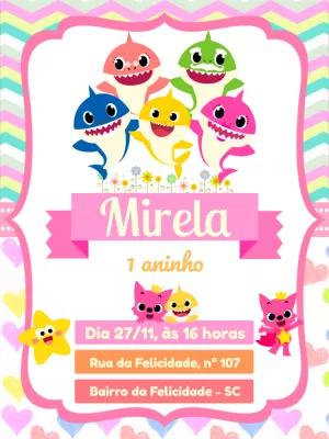 Convite de Aniversário Baby Shark para Editar Online