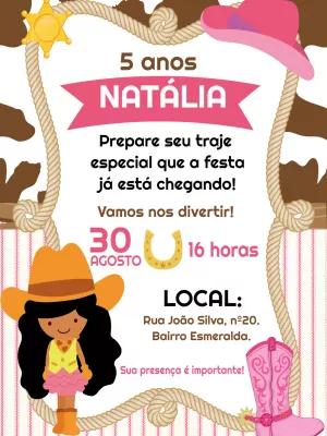 Convite de Aniversário Cowgirl para Editar Online e Enviar